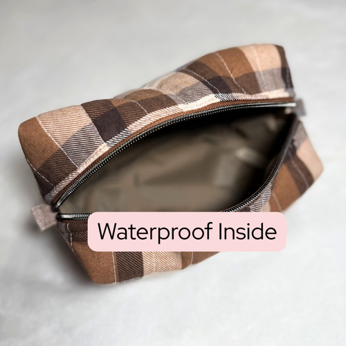Brown Checker Boxy Makeup Pouch *Limited Edition*
