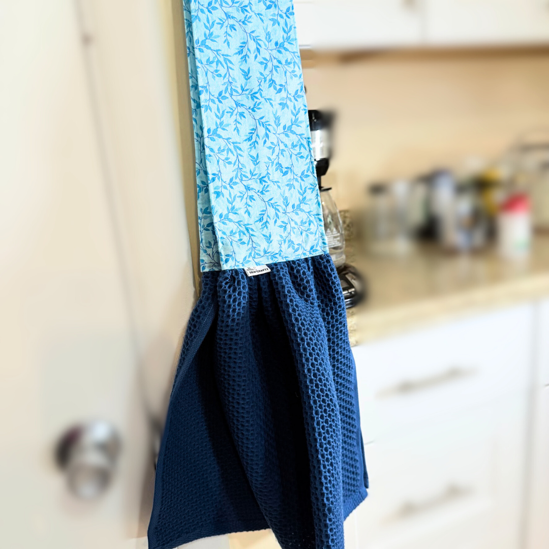Navy Blue Vines Scarf Towel