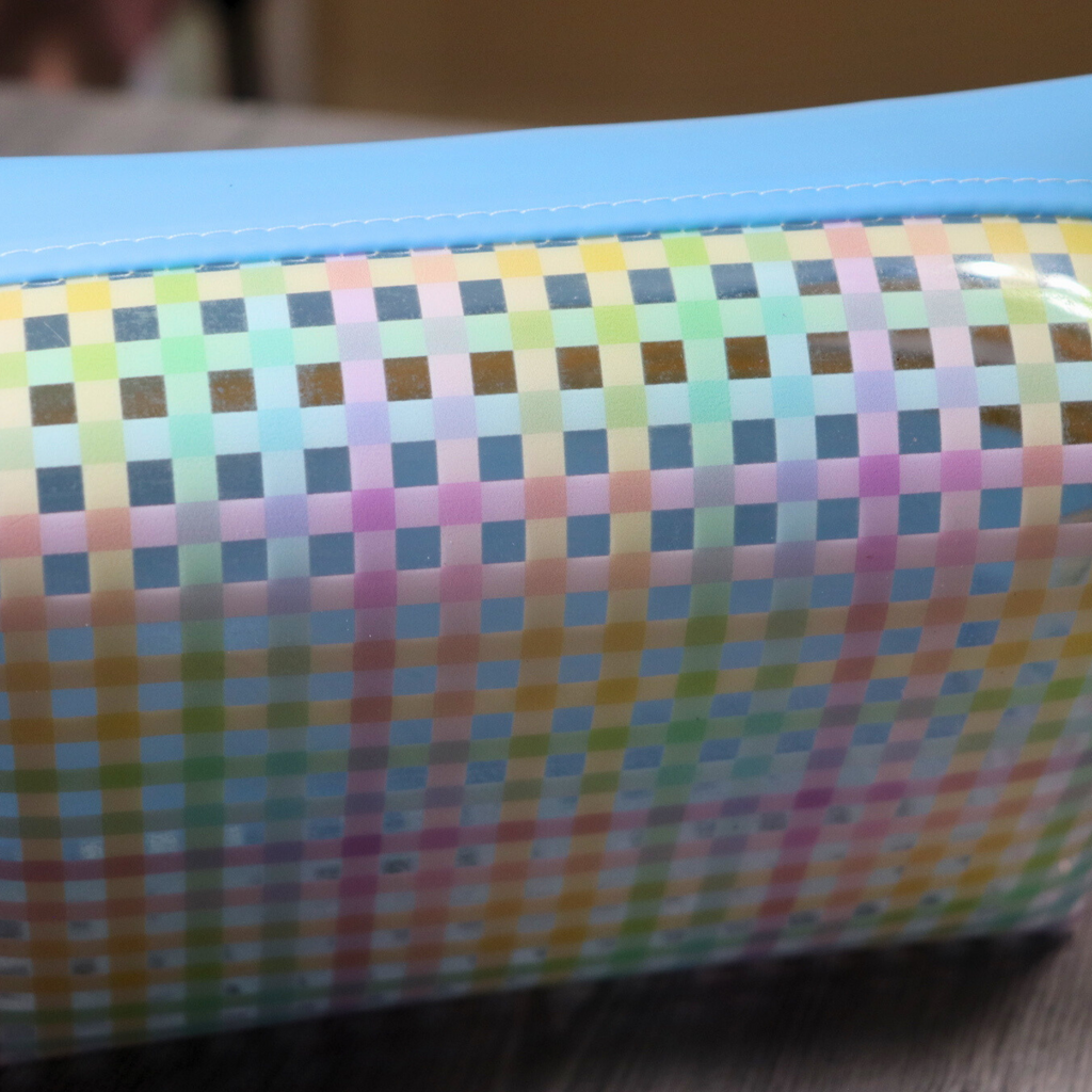 Blue Clear Travel Pouch - Gingham Design