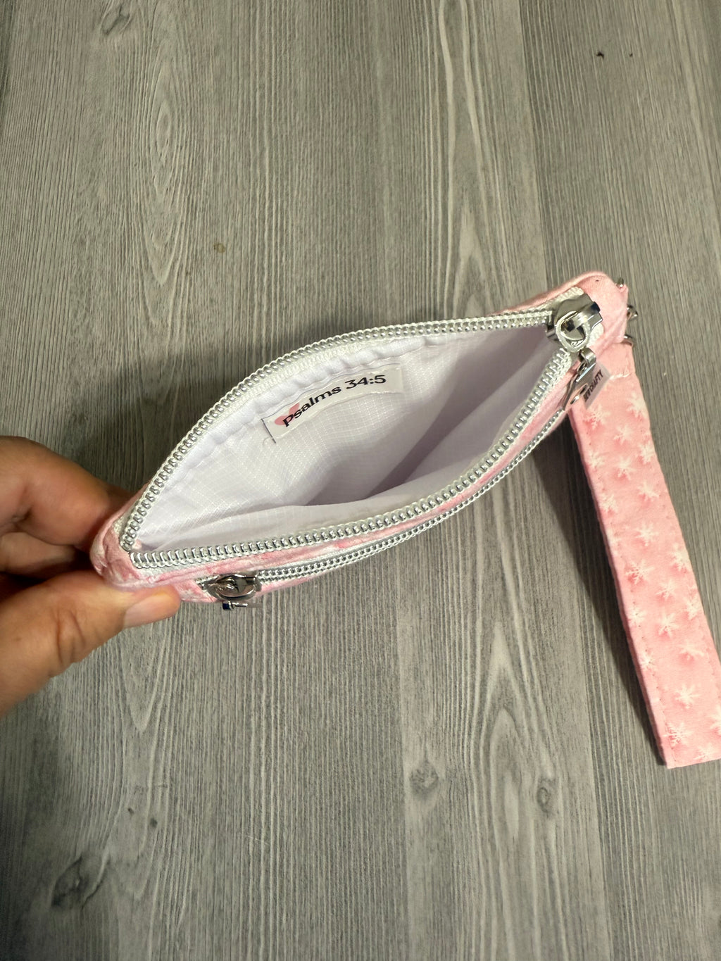 Double Zipper Wristlet Wallet pink snow