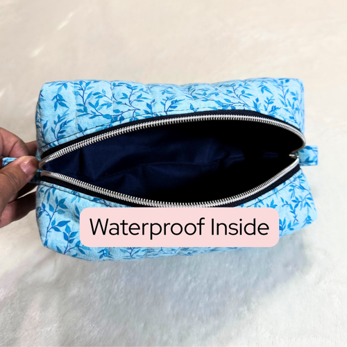 Blue Vines Quilted Boxy Cosmetic Pouch *Limited Edition*