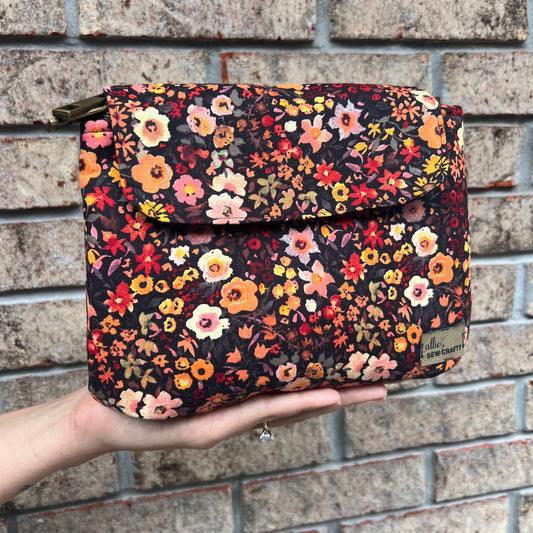 Fall Flowers Dual Zipper Pouch - Large Size