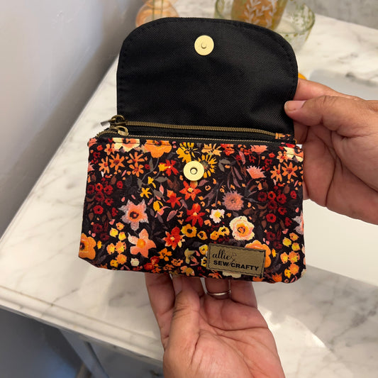 Mini Fall Flowers Dual Zipper Pouch