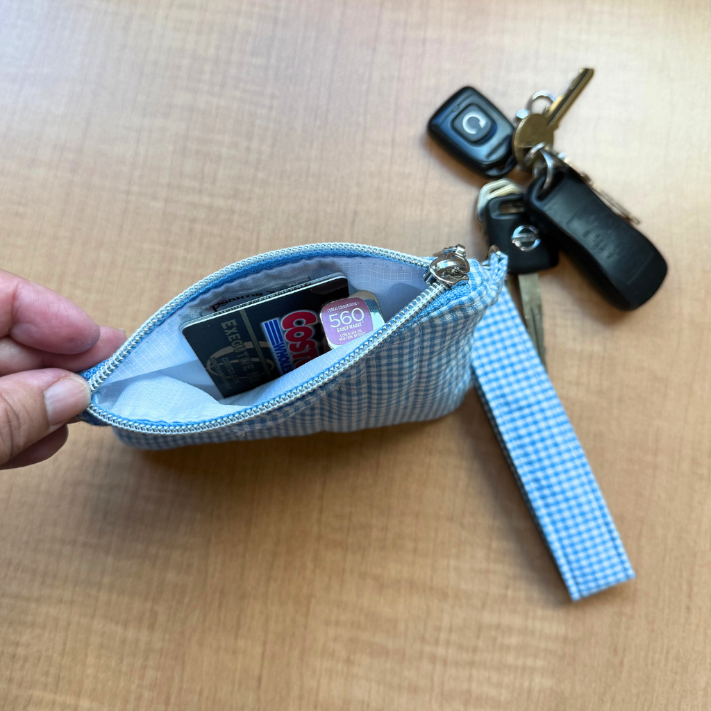 Blue Gingham Keychain Wallet