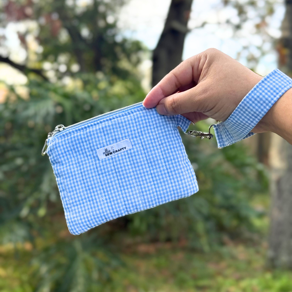 Blue Gingham Keychain Wallet