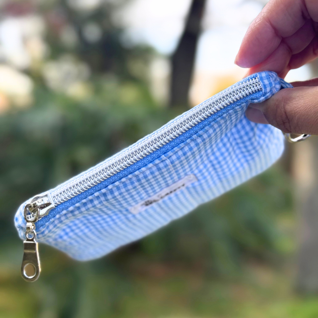 Blue Gingham Keychain Wallet