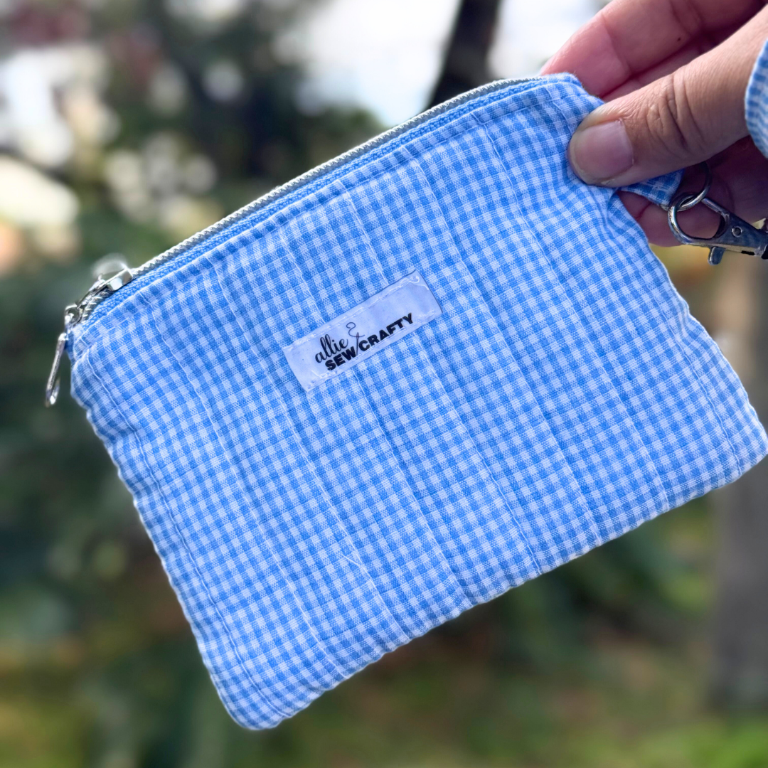 Blue Gingham Keychain Wallet