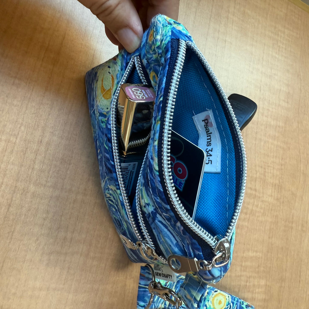 Double Zipper Wristlet Wallet Van Gogh