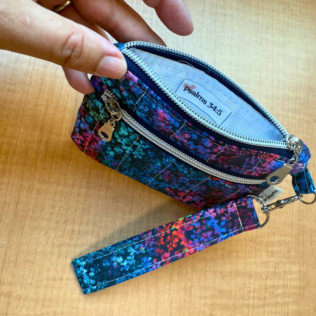 Double Zipper Wristlet Wallet Colorful Dots