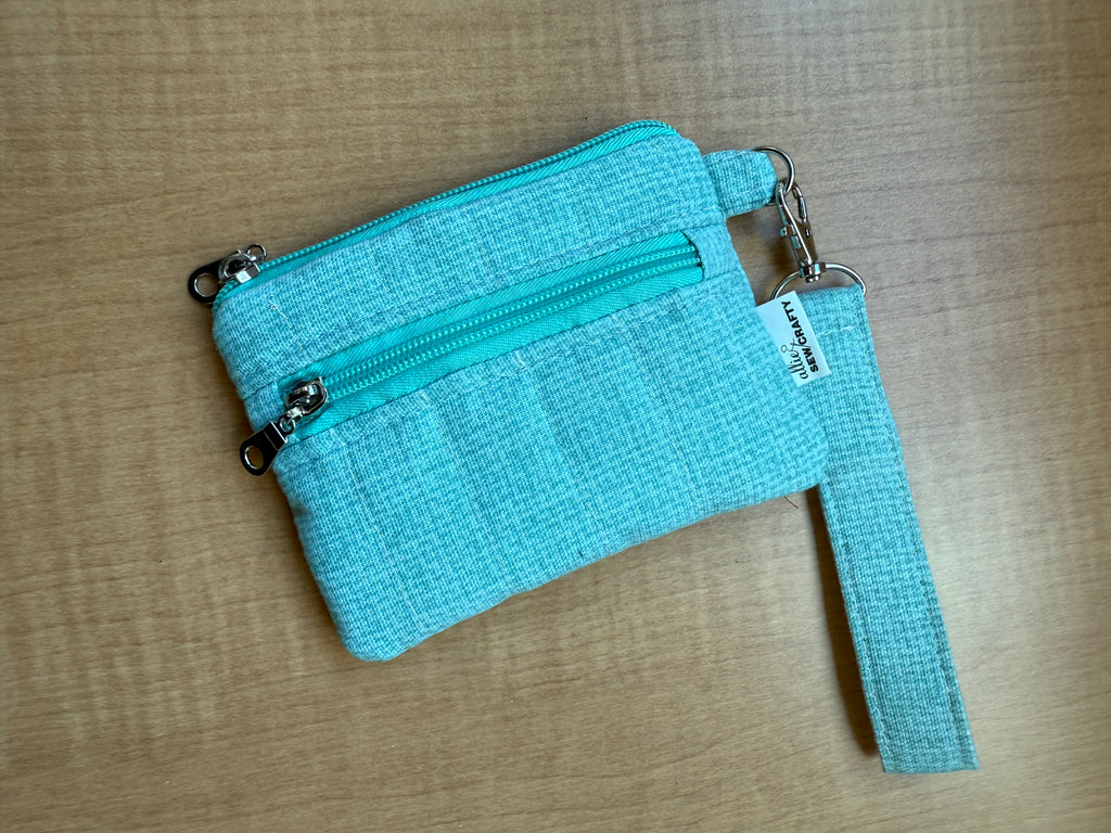 Mint Double Zipper Wristlet Wallet