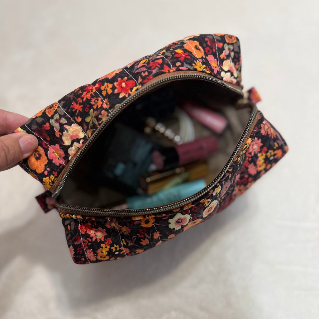 Fall Flowers Quilted Boxy Pouch *Limited Edition*