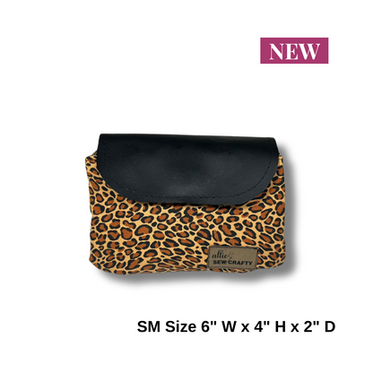 Mini Cheetah Dual Zipper Pouch with Clear Lining