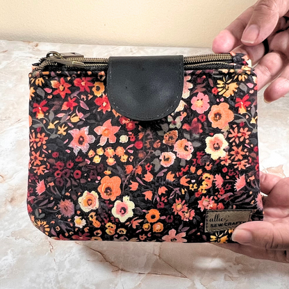 Fall Flowers Dual Zipper Pouch - Medium