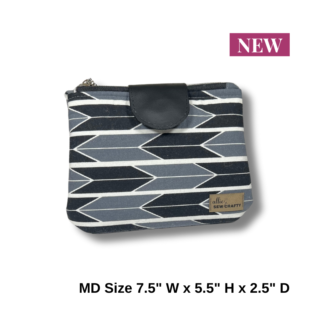 Black, White and Gray Gigi Duo Zipper Pouch - Medium