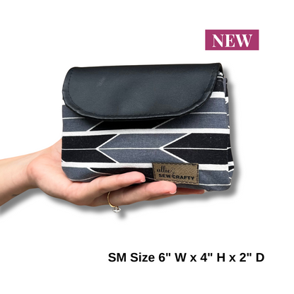 Mini Black - Gray Dual Zipper Pouch with Clear Lining