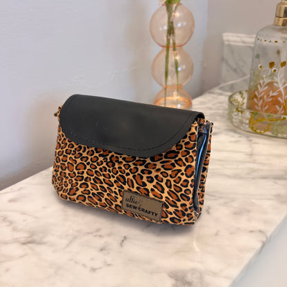 Mini Cheetah Dual Zipper Pouch with Clear Lining