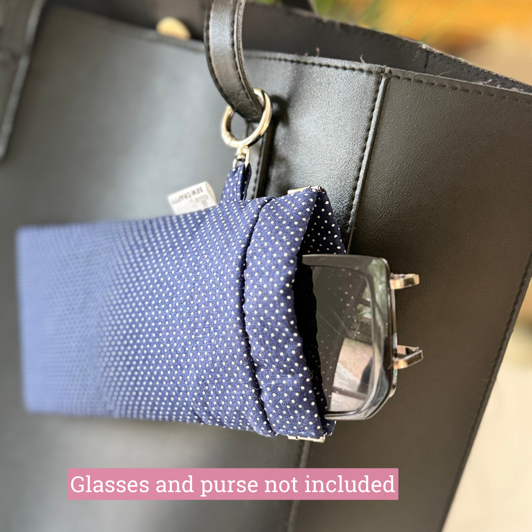 Sunglass Case Flexi Frame - Navy Blue Polka Dots