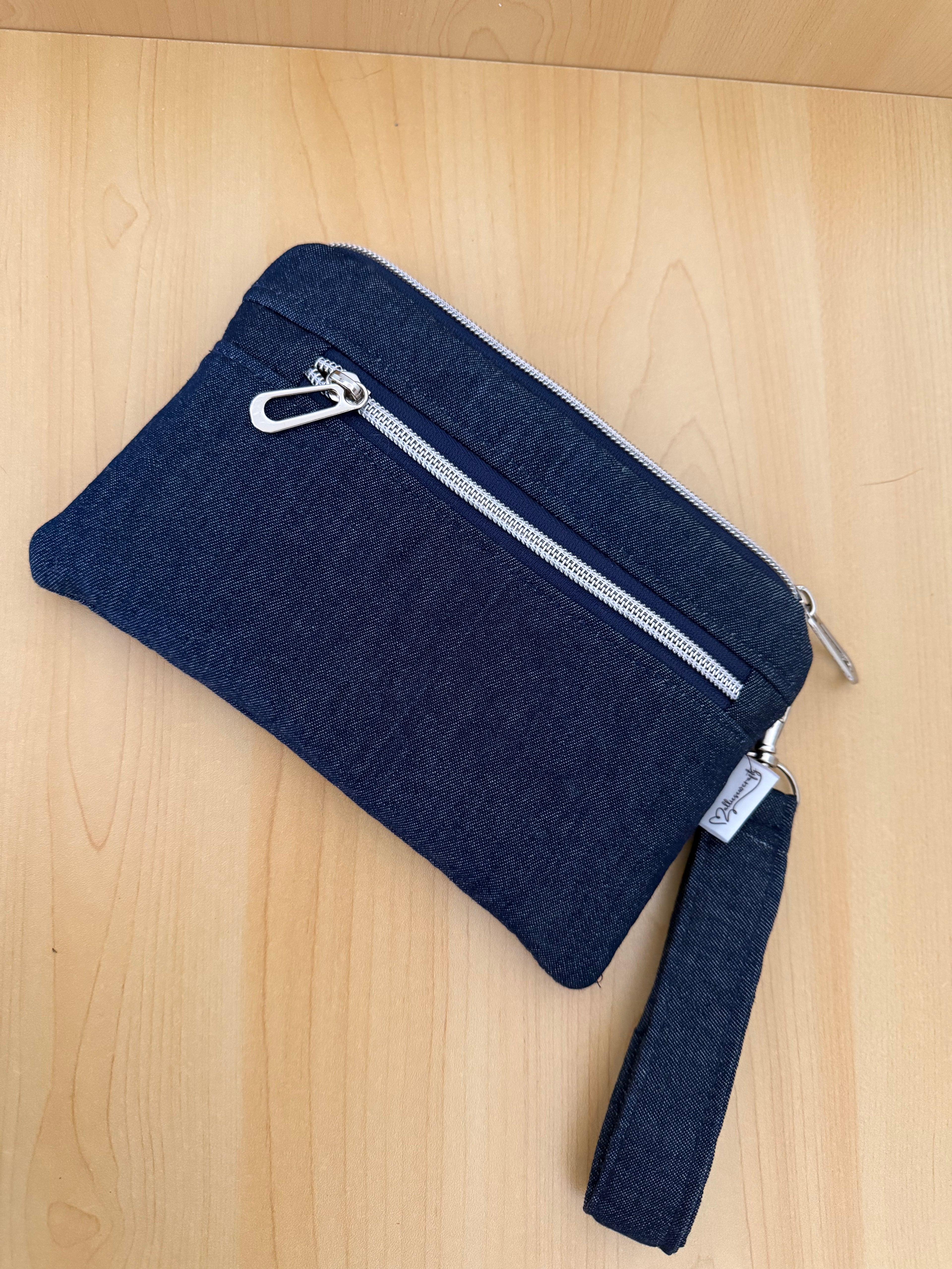 Chambray Double Zip Phone Wallet | Smartphone iPhone Pouch