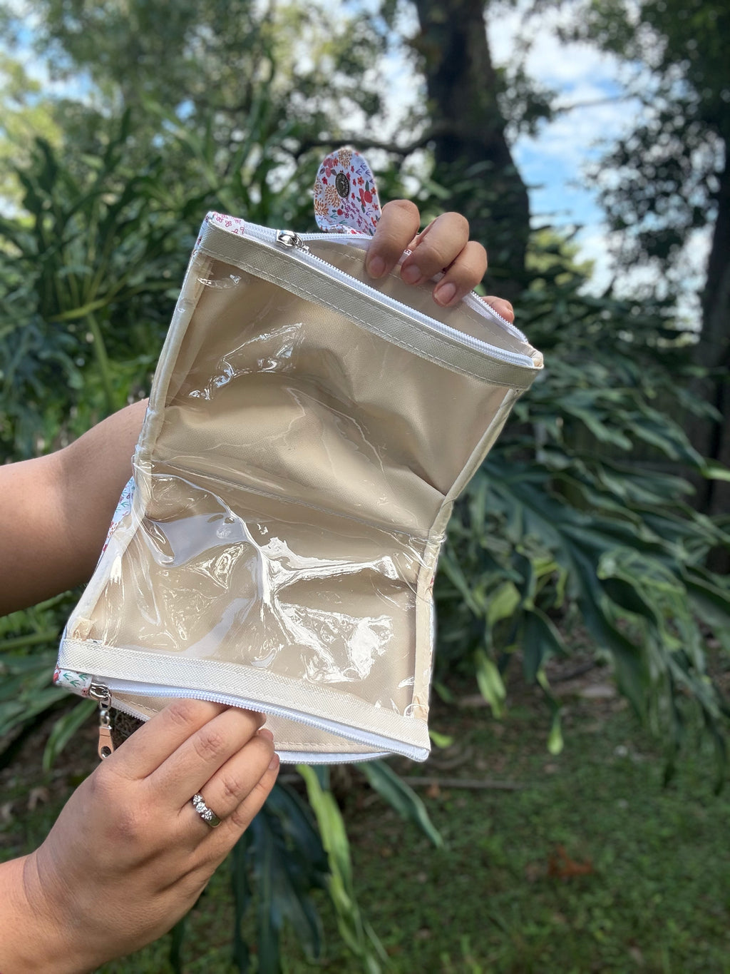 Tiny Orange Flowers MD Dual Zipper - Two in One Pouch