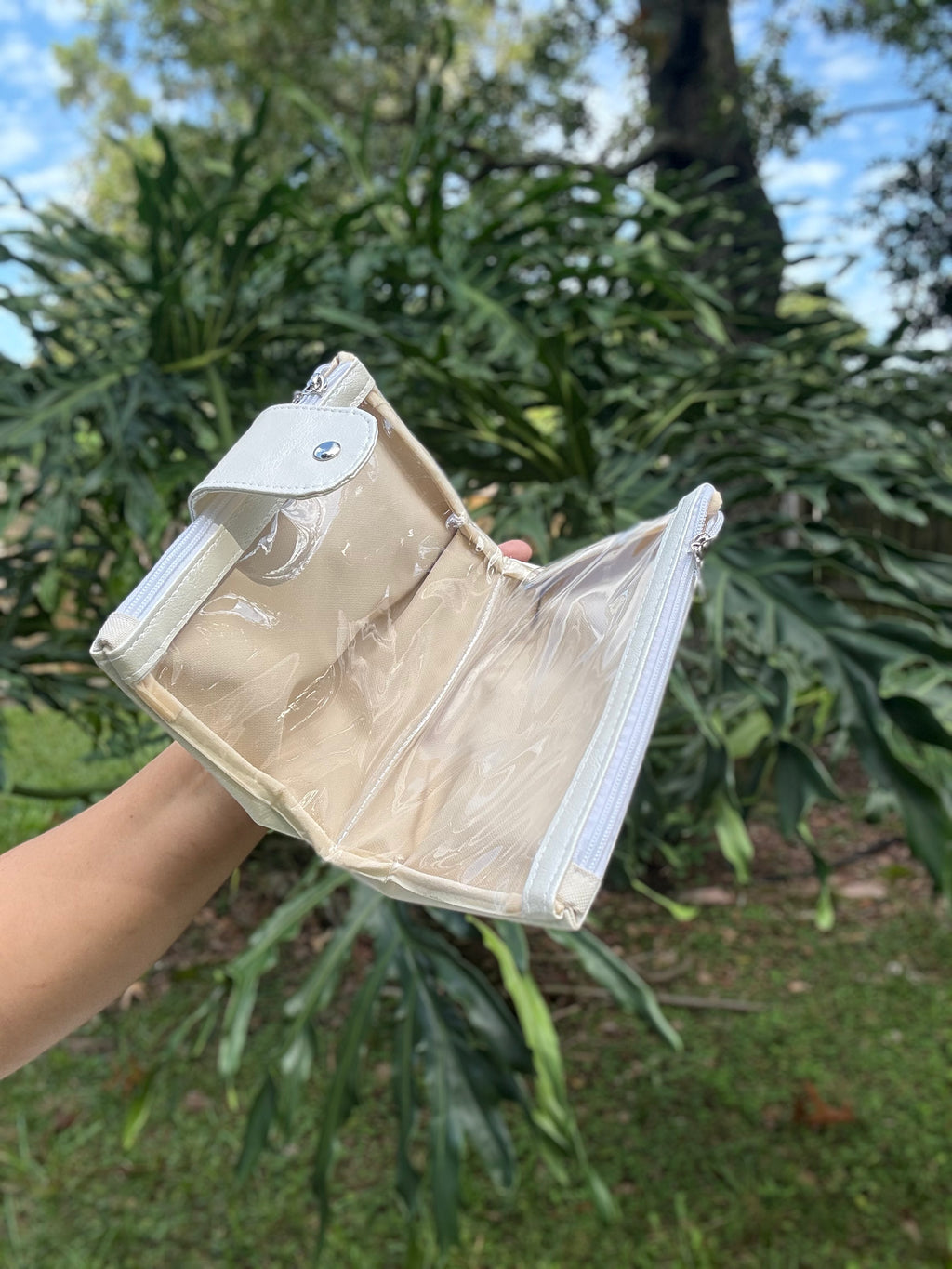 Pearl Vegan Leather Dual Zipper - Two in One Pouch