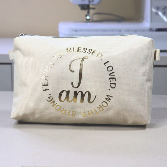 Inspirational Message Water-Resistant Makeup Pouch