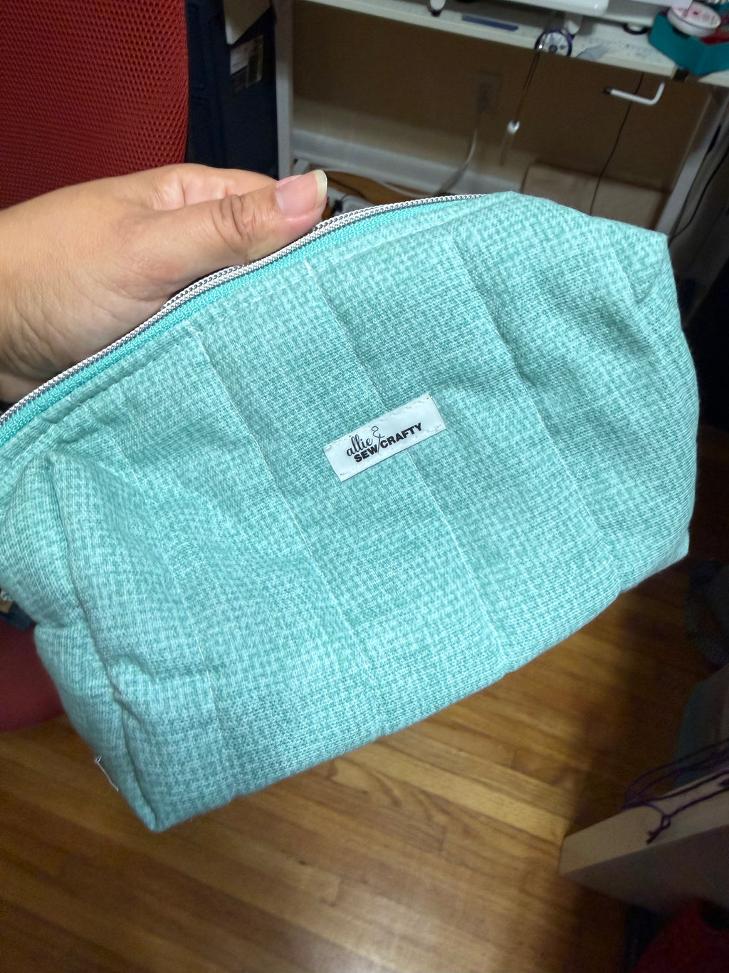 Mint Green Quilted Boxy Cosmetic Pouch *Limited Edition*