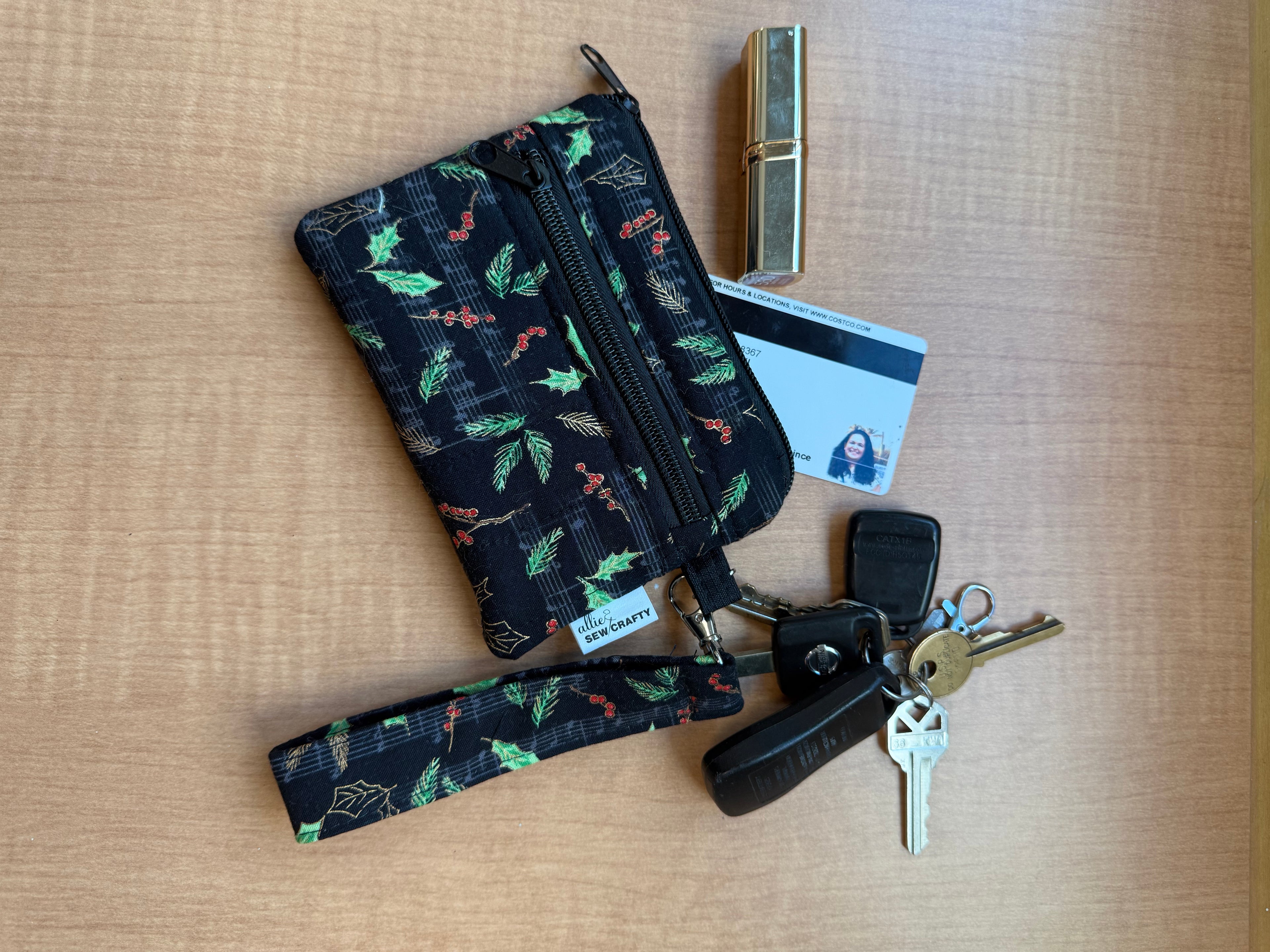 Double Zipper Wristlet Wallet Christmas Music