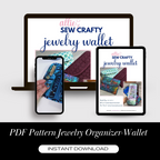 Image of computer, laptop and phone with picture of jewelry organizer document front page