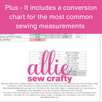 conversion chart for the most common sewing measurements