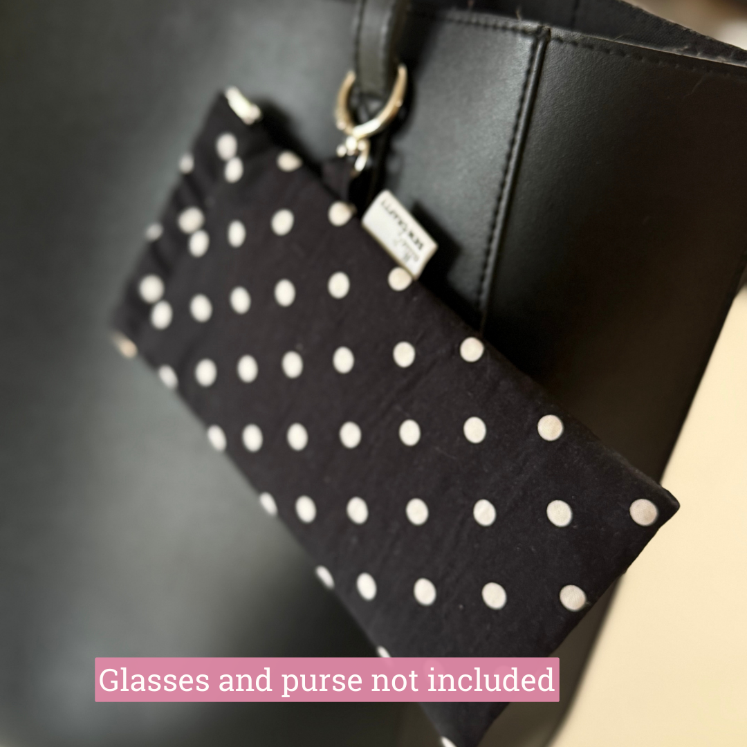 Sunglass Case Flexi Frame - Black Polka Dots
