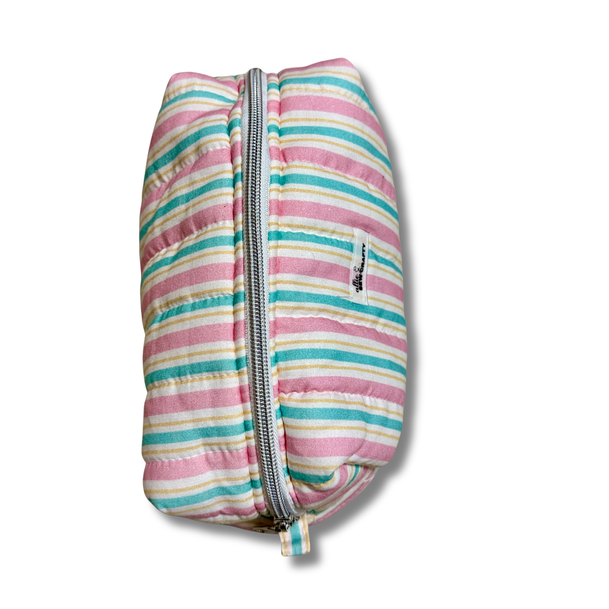 Pink and Green Boxy Cosmetic Pouch