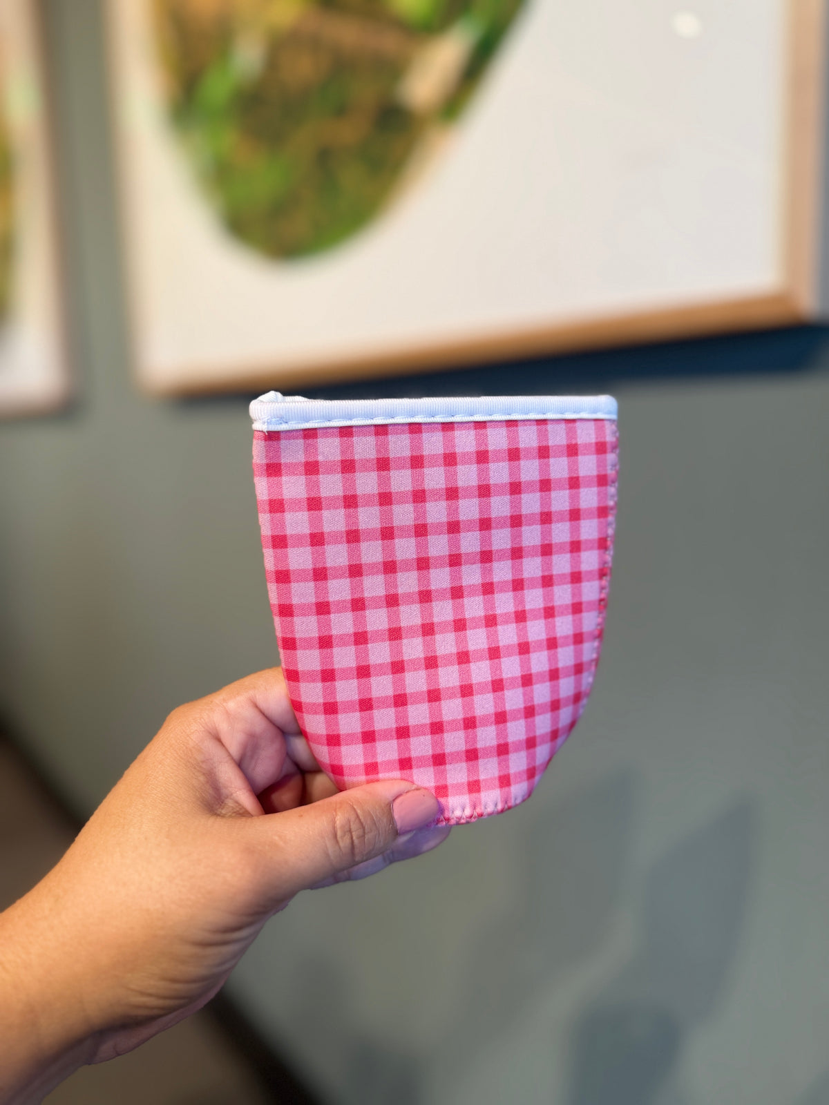 Pink Gingham | MD Reusable Coffee Sleeve