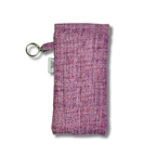 plum pouch with swivel hook in a white background and with Allie Sew Crafty label