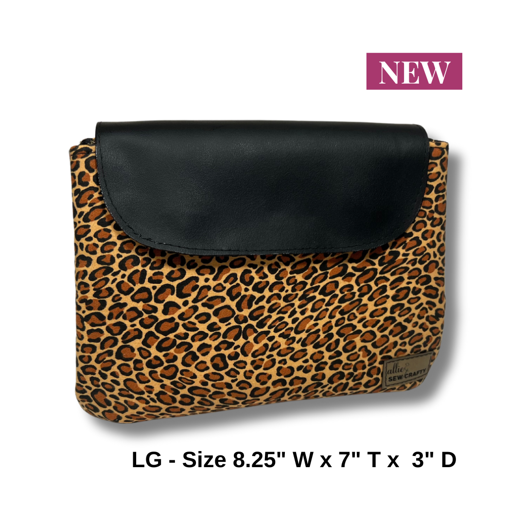 Cheetah Print Dual Zipper Pouch - Large Size