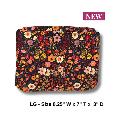 Fall Flowers Dual Zipper Pouch - Large Size