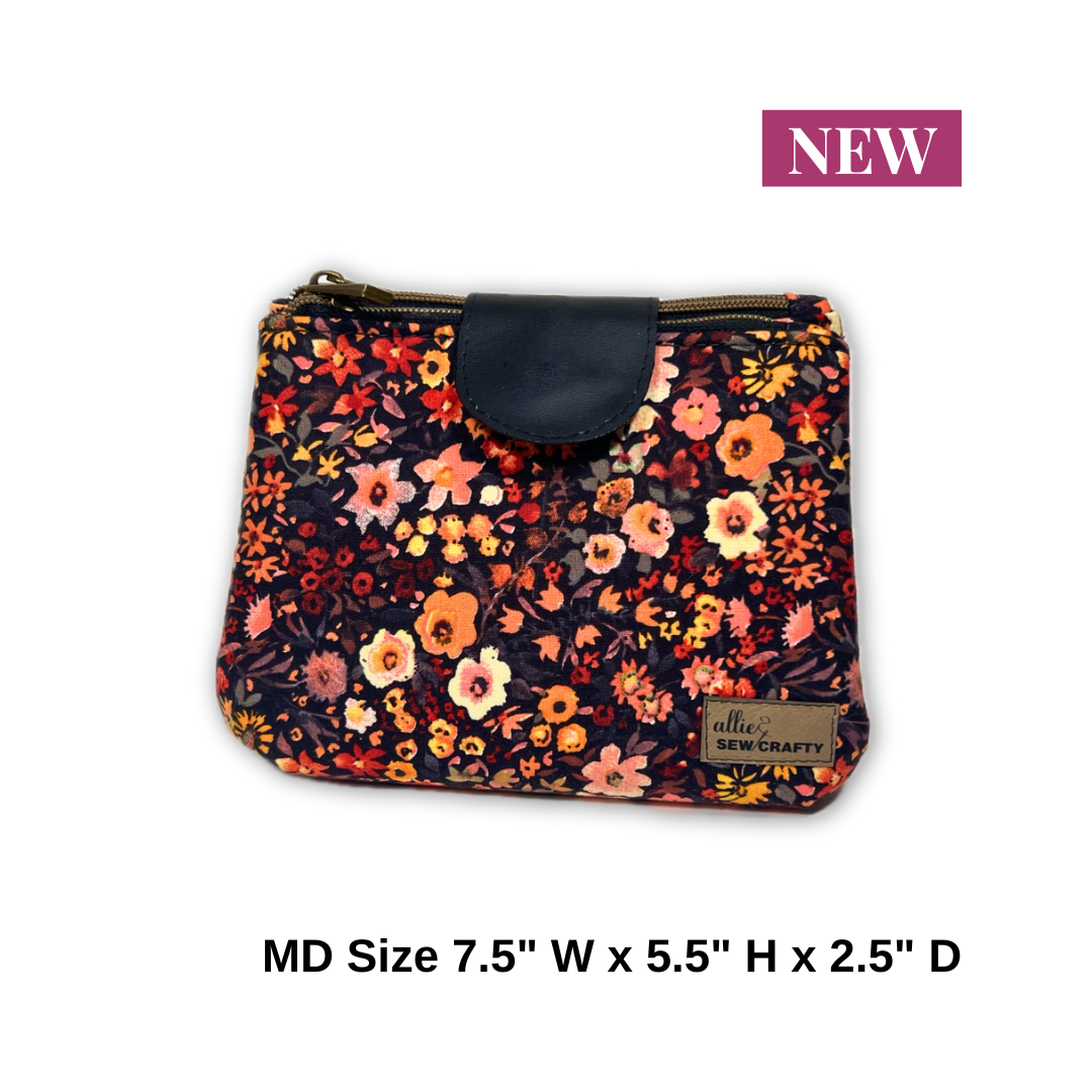 Fall Flowers Dual Zipper Pouch - Medium