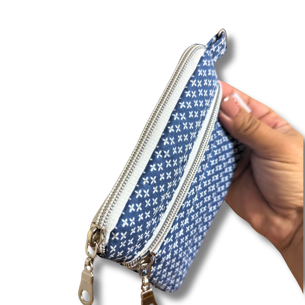 Keychain Wallets - Blue & White Trellis * Limited Edition*
