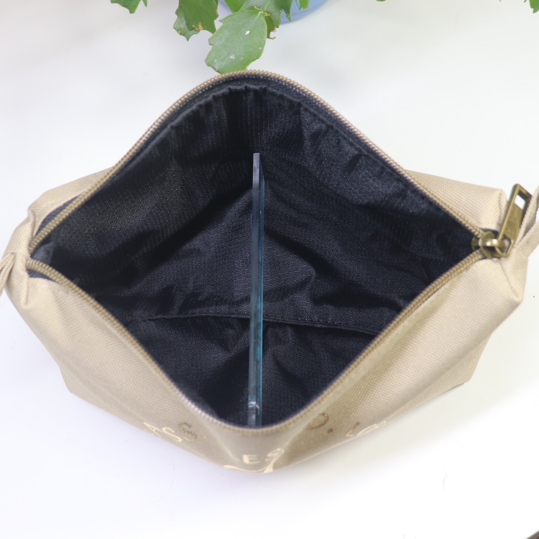 Inspirational Cosmetic Khaki Pouch Water-Resistant