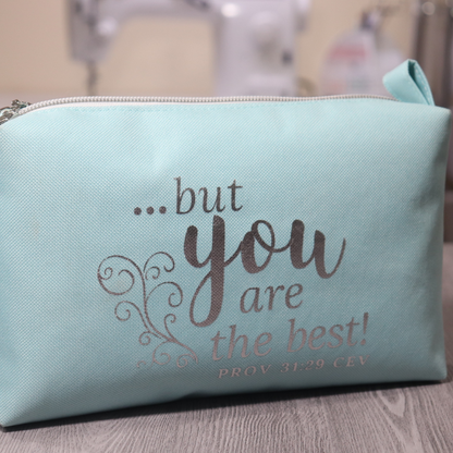 light blue makeup pouch waterproof proverbs 31:29