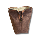 Open Solid Heathered Espresso Full View Pouch, standing upright on its own, empty