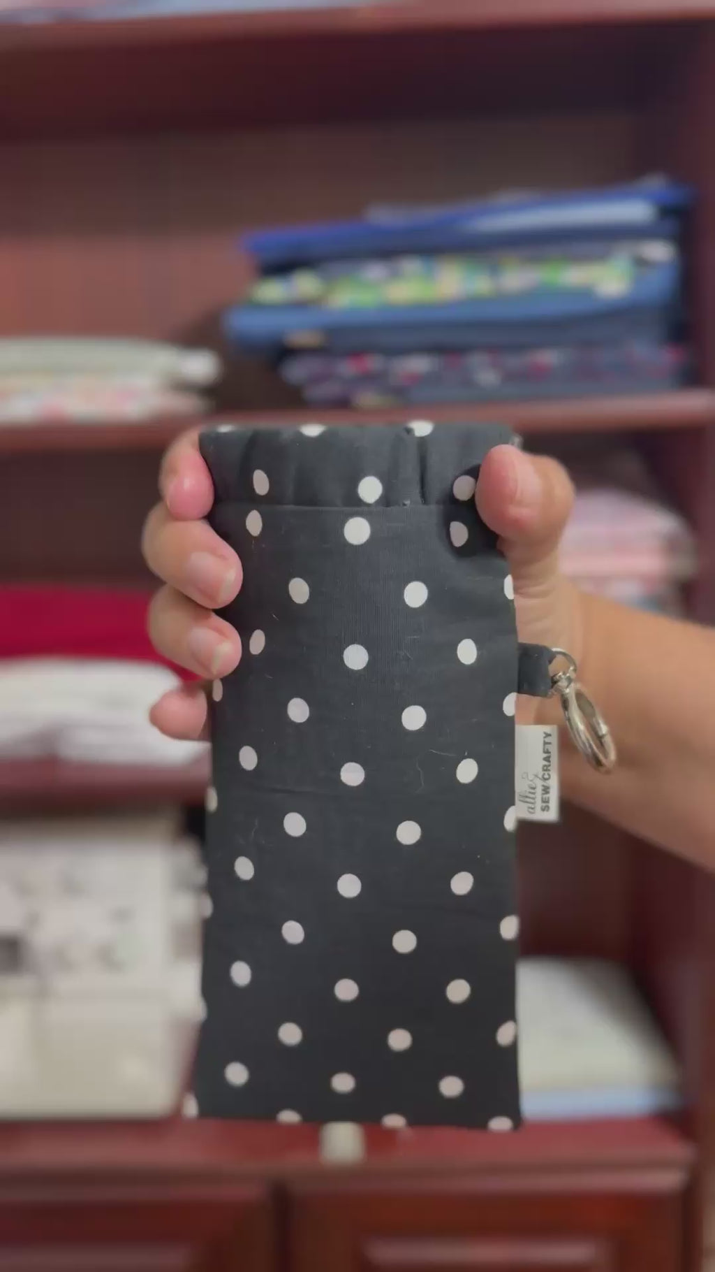 Sunglass Case Flexi Frame - Black Polka Dots