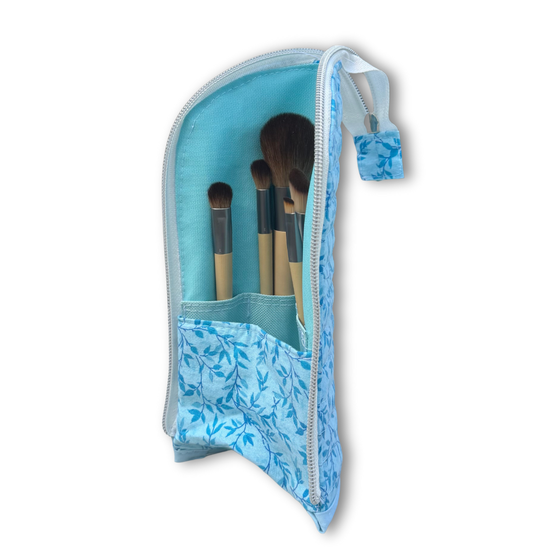 Standing Brush & Pencil Case - Blue Vines