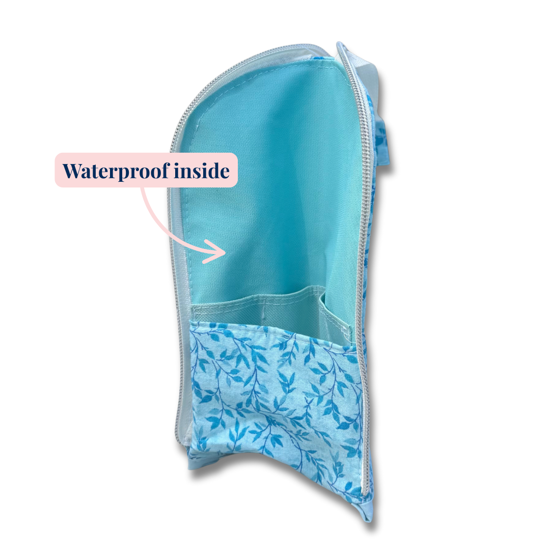 Standing Brush & Pencil Case - Blue Vines