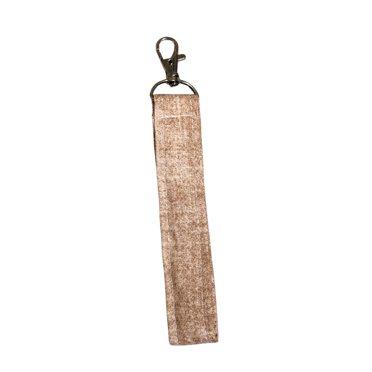 Beige wristlet lanyard in white background